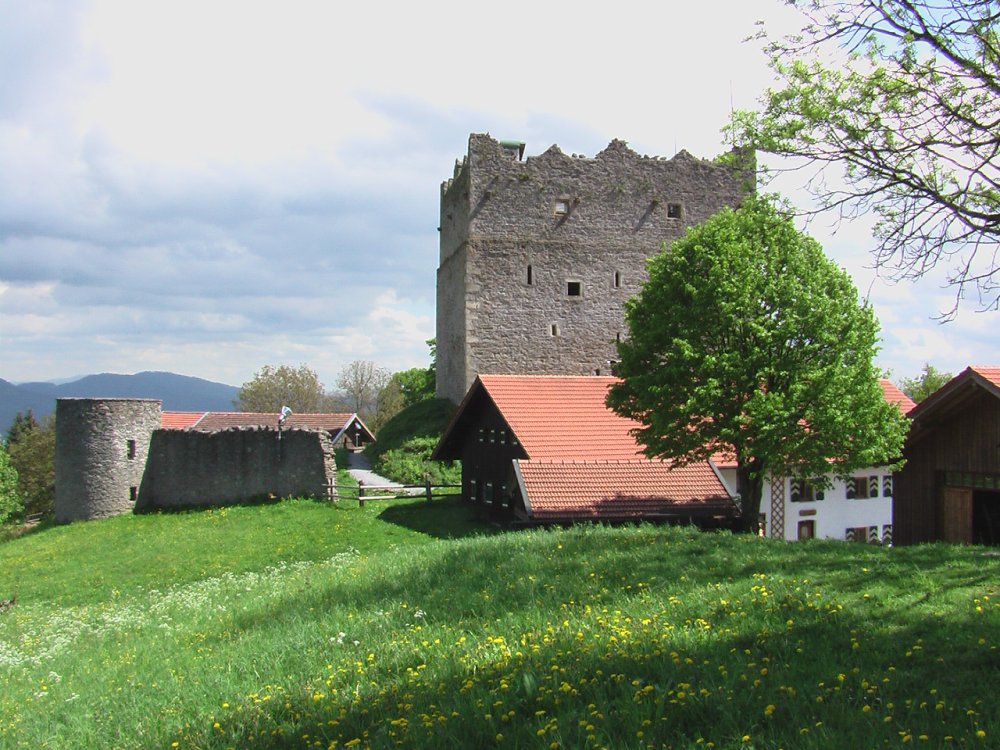 Der Burgturm und das Ferienhaus